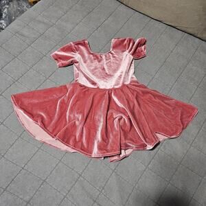 Rue Muu Rose Blush Pink Velvet Leo Leotard Dress Holiday short sleeve 2T ? 3T ?
